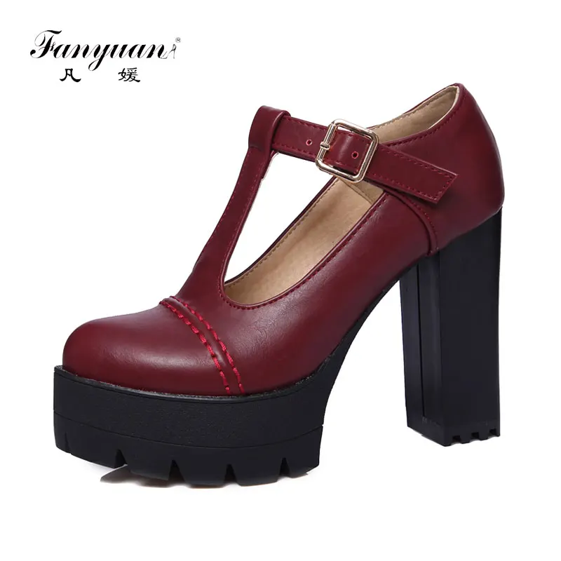 Size 34-43 Fanyuan New Spring Women Platform Sexy Working Super High Thick Heel T-Strap High Quality PU Women Pumps Office Shoes
Size 34-43 Fanyuan New Spring Women Platform Sexy Working Super High Thick Heel T-Strap High Quality PU Women Pumps Office Shoes