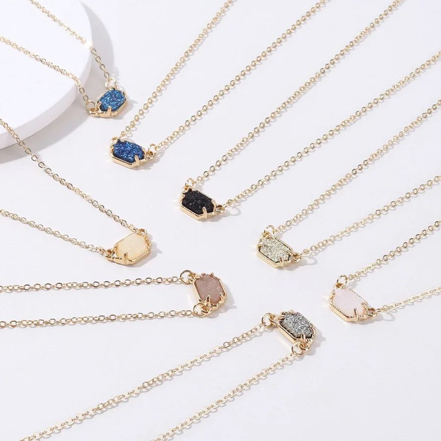 Wholesale 6 Pcs Lot Fake Resin Druzy Stone Pendant Necklace Mini Iridescent Delicate Chic Jewelry
Wholesale 6 Pcs Lot Fake Resin Druzy Stone Pendant Necklace Mini Iridescent Delicate Chic Jewelry