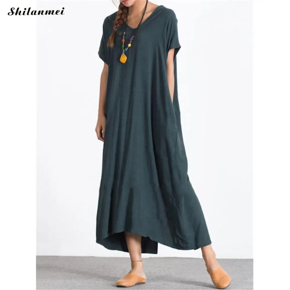 2019 Summer Women Casual Plus Size Long Dress Solid Cotton Oversize Vestidos Sexy Loose Slit Short Sleeve O-Neck Maxi Dress 5xl
2019 Summer Women Casual Plus Size Long Dress Solid Cotton Oversize Vestidos Sexy Loose Slit Short Sleeve O-Neck Maxi Dress 5xl