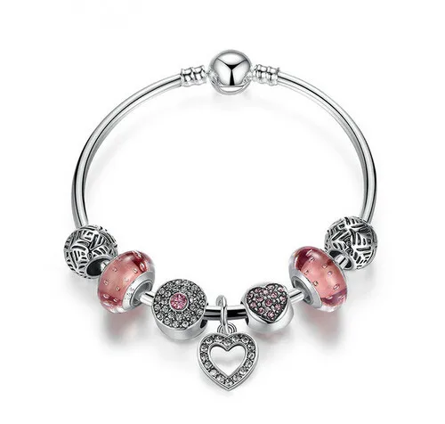 New Simple Friendship Bracelets Silver Plated Heart Pendant Bracelets with European Beads Girl Bracelet Jewelry
New Simple Friendship Bracelets Silver Plated Heart Pendant Bracelets with European Beads Girl Bracelet Jewelry