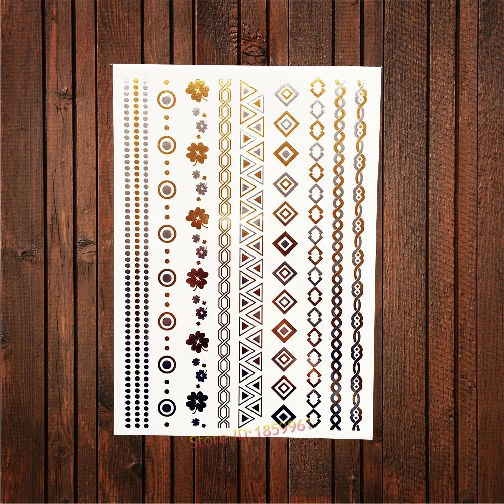 1PC Gold Flash Metallic Temporary Tattoo Women Body Art Arm Sleeve Tattoo Stickers AYH-028 Sexy Diamond Bracelet Jewelry Tattoos
1PC Gold Flash Metallic Temporary Tattoo Women Body Art Arm Sleeve Tattoo Stickers AYH-028 Sexy Diamond Bracelet Jewelry Tattoos