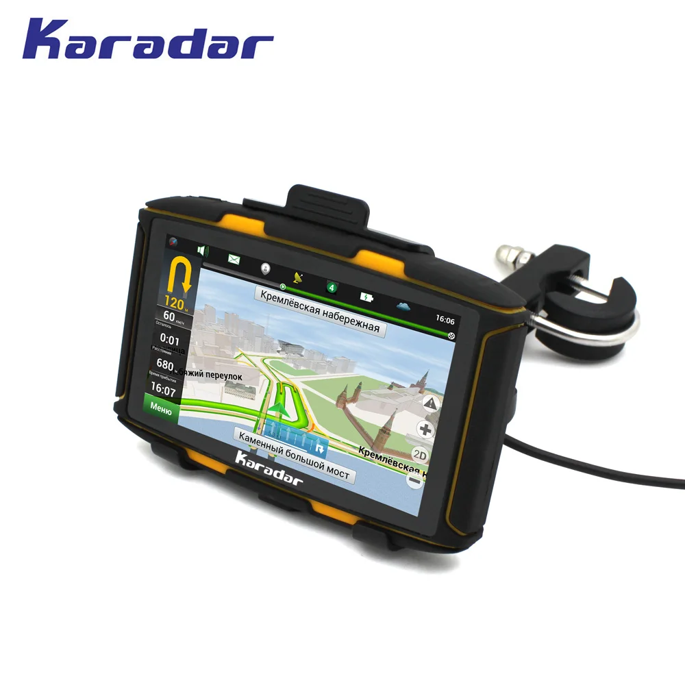 KARADAR лучший Водонепроницаемый IPX7 мотоцикл GPS Android6.0 с WI FI Bluetooth FM радио AV IN IPS 854*480