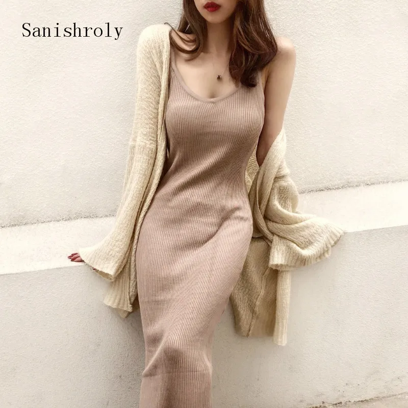 Sanishroly Women Long Dress Summer Autumn Split V-Neck Spaghetti Strap Dresses Female Backless Tank Knitted Dress Vestidos SE588
Sanishroly Women Long Dress Summer Autumn Split V-Neck Spaghetti Strap Dresses Female Backless Tank Knitted Dress Vestidos SE588