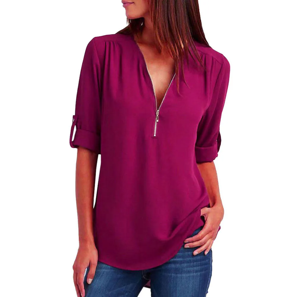 Women Blouse Fashion Casual Solid V-Neck Loose Long Sleeve blouses woman shirt women 2020 chemise femme
Women Blouse Fashion Casual Solid V-Neck Loose Long Sleeve blouses woman shirt women 2020 chemise femme