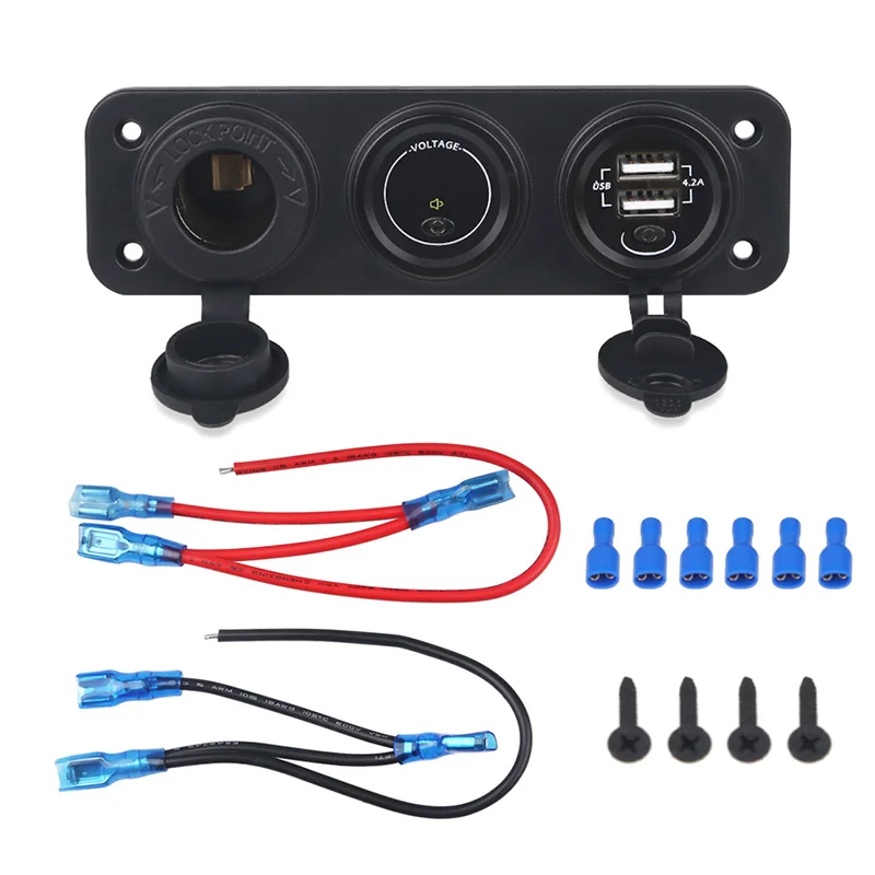 3 in 1 5V 4.2A Dual USB Car Charger for phone with On/Off 12-24V Cigarette Lighter LED Display Voltmeter Low Voltage Sound Alarm
3 in 1 5V 4.2A Dual USB Car Charger for phone with On/Off 12-24V Cigarette Lighter LED Display Voltmeter Low Voltage Sound Alarm