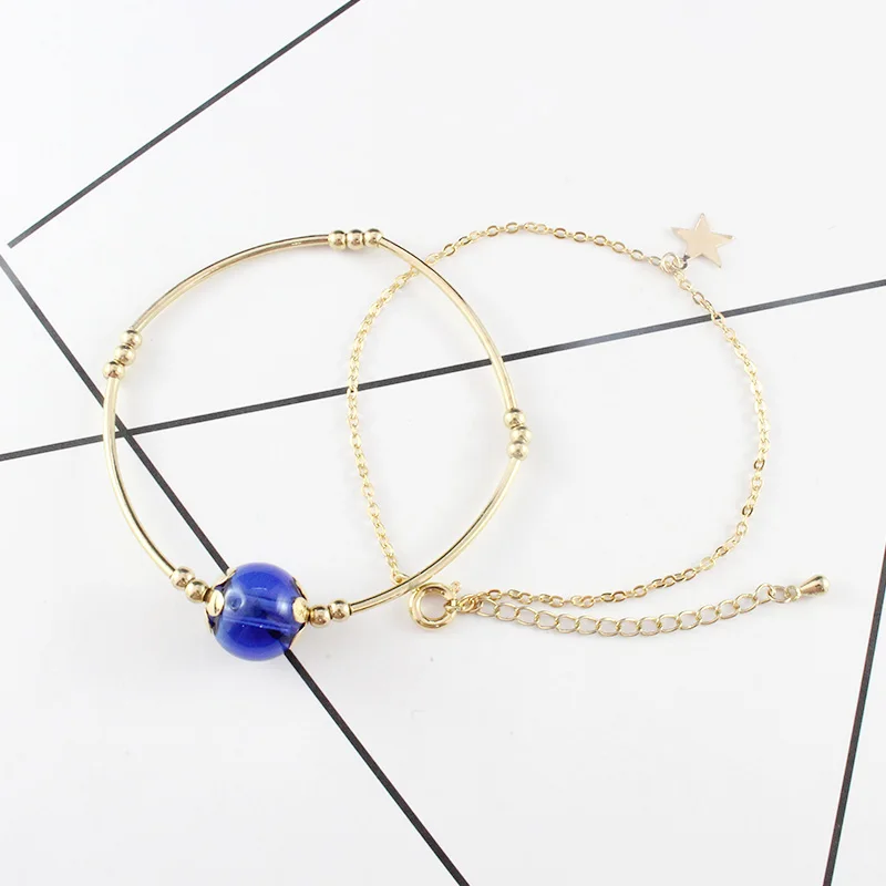 1PC Gold Color Bracelet Chain with diffuser Hole Murano Glass Perfume ball Double Star Bracelets For Women | Украшения и