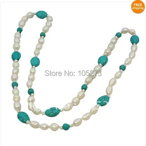 48Inch White Color Genuine Freshwater Pearl & Blue Turquoise Necklace AA4-20MM Fashion Pearl Jewelry Wholesale New Free Shipping
48Inch White Color Genuine Freshwater Pearl & Blue Turquoise Necklace AA4-20MM Fashion Pearl Jewelry Wholesale New Free Shipping