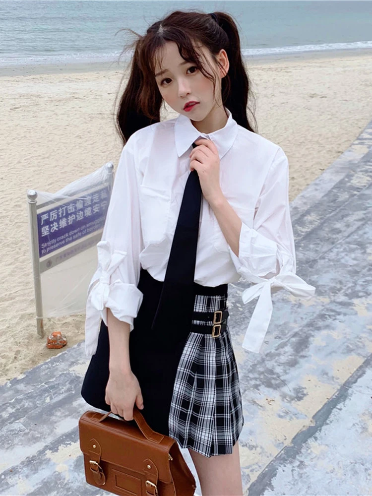 Spring Suit Female Temperament New Korean Long-sleeved Tie Shirt + High Waist Plaid Skirt Sweet Student Campus Two-piece
Spring Suit Female Temperament New Korean Long-sleeved Tie Shirt + High Waist Plaid Skirt Sweet Student Campus Two-piece