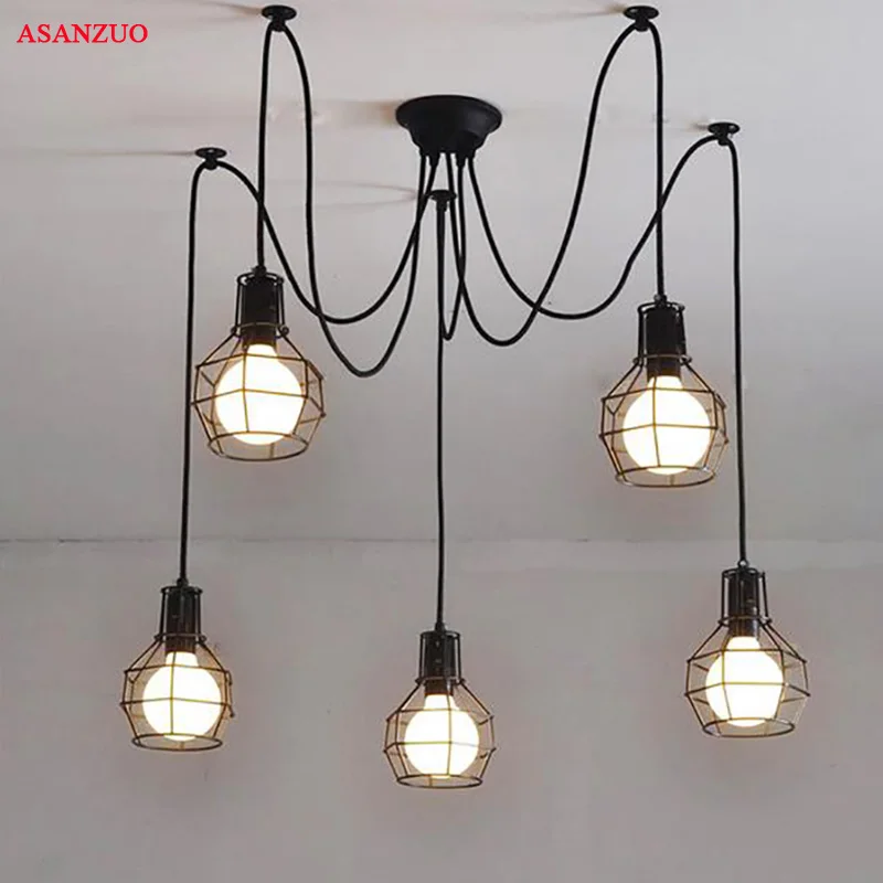 Vintage Iron Cage Pendant Lamp E27 Lamp Holder 110-220V Industrial Spider Loft pendant Haning lamp Fixture
Vintage Iron Cage Pendant Lamp E27 Lamp Holder 110-220V Industrial Spider Loft pendant Haning lamp Fixture