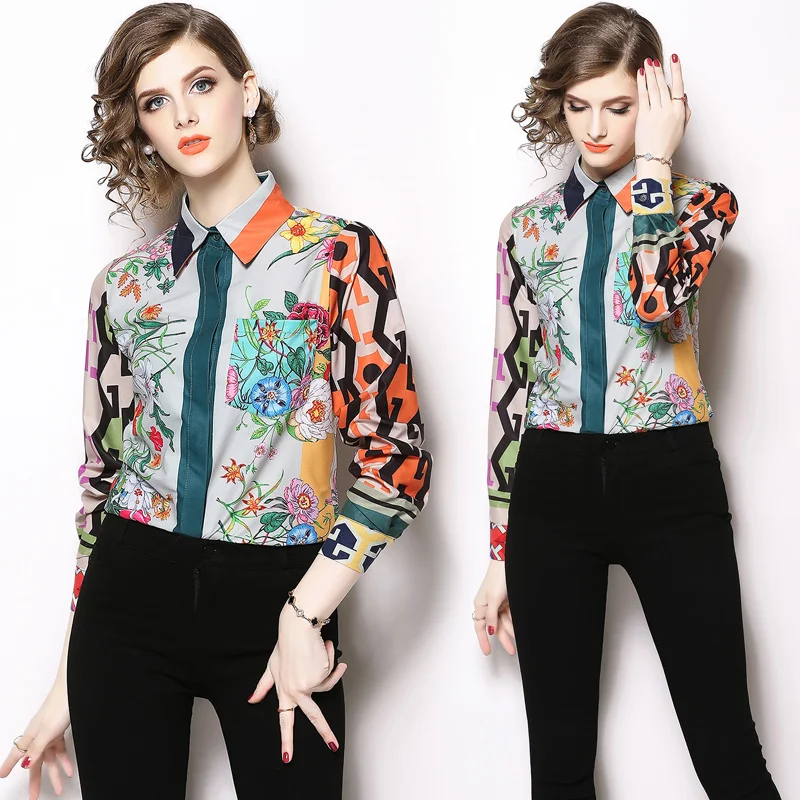 2018 Designer High Quality Autumn Spring Shirt Women Blouse Long Sleeve Turn Down Collar Print Runway Shirts Women Tops Blusas
2018 Designer High Quality Autumn Spring Shirt Women Blouse Long Sleeve Turn Down Collar Print Runway Shirts Women Tops Blusas