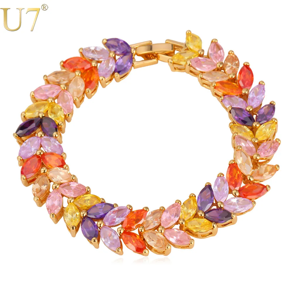 U7 Luxury AAA Zircon Bracelet Gold Color Colorful Cubic Zirconia Jewellery Wholesale Chain Tennis Bracelet Women H603
U7 Luxury AAA Zircon Bracelet Gold Color Colorful Cubic Zirconia Jewellery Wholesale Chain Tennis Bracelet Women H603