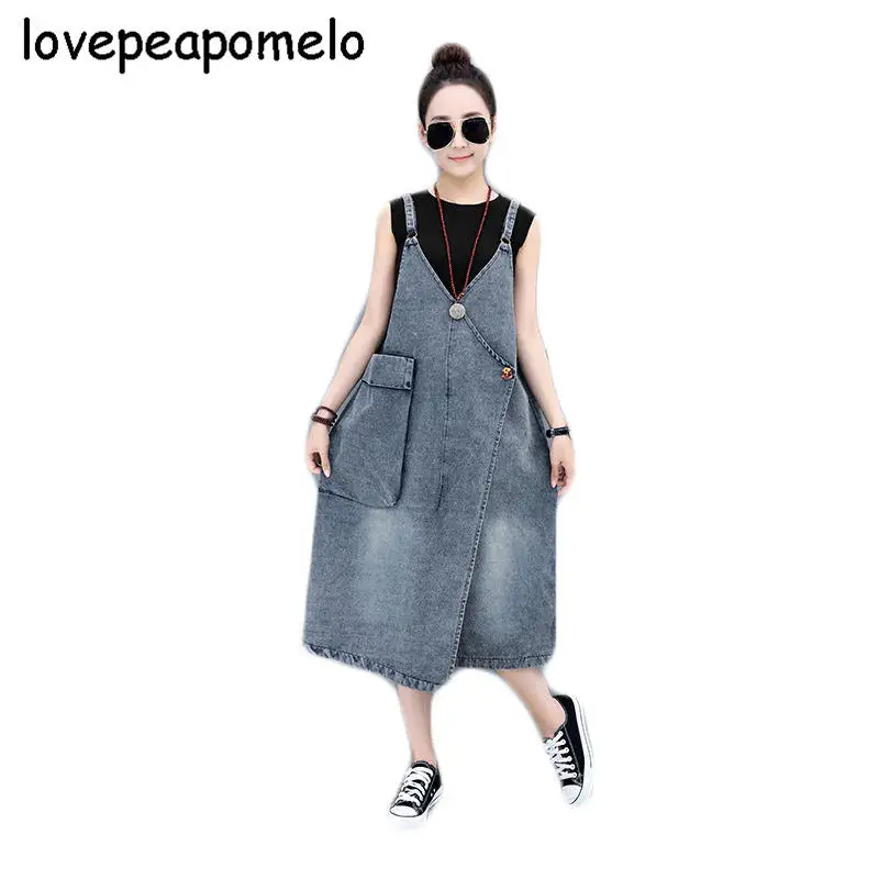 2018 Spring and Summer New Female Loose Big Size Cowboy Strap Fashion Slim Korean version Of The Pocket Sling women's dress D274
2018 Spring and Summer New Female Loose Big Size Cowboy Strap Fashion Slim Korean version Of The Pocket Sling women's dress D274