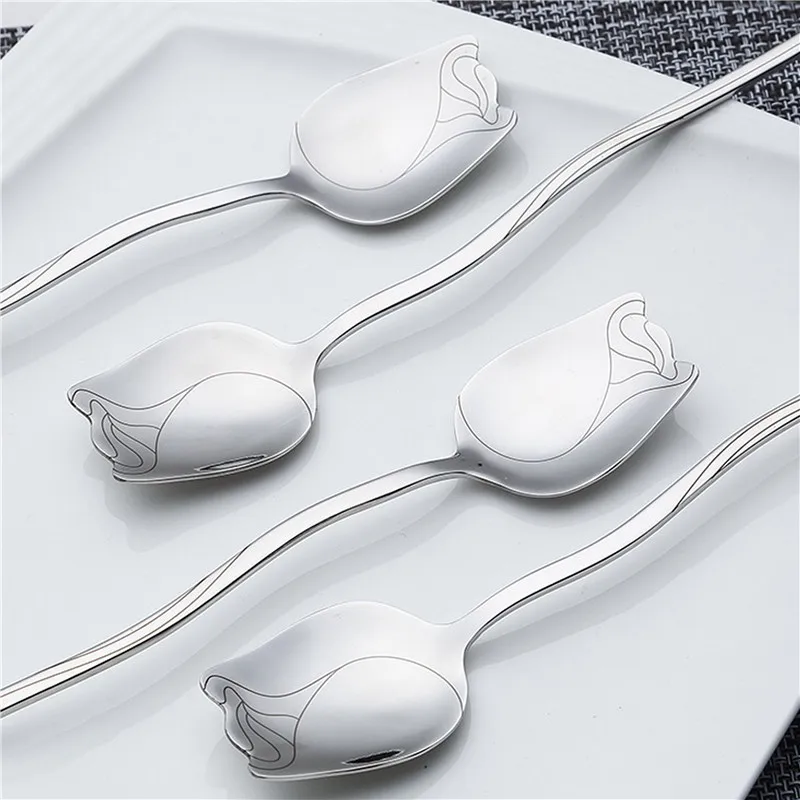 Ложка для смешивания цветов из нержавеющей стали с длинной ручкой Icespoons кофе-бар