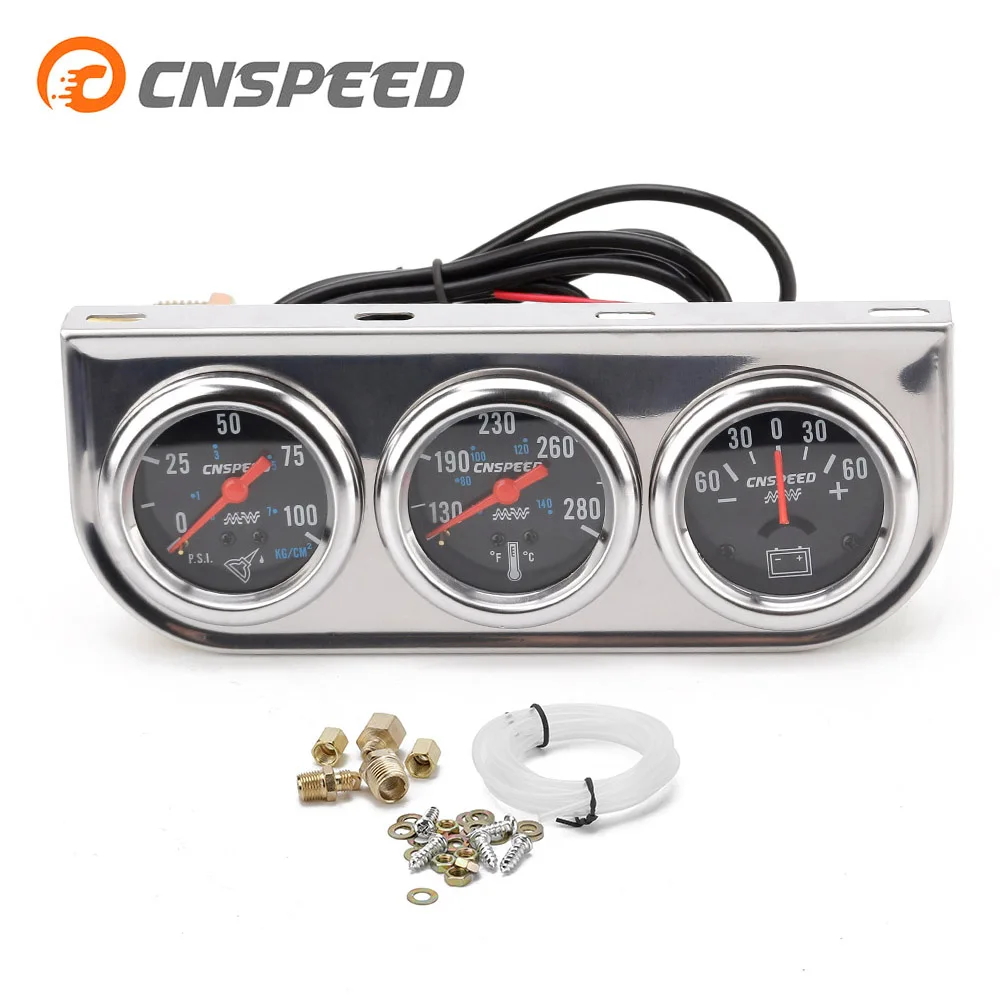 CNSPEED Amp Gauge Water Temp Oil Pressure meter 2''inch Triple Auto Set with sensor YC101324 | Автомобили и мотоциклы