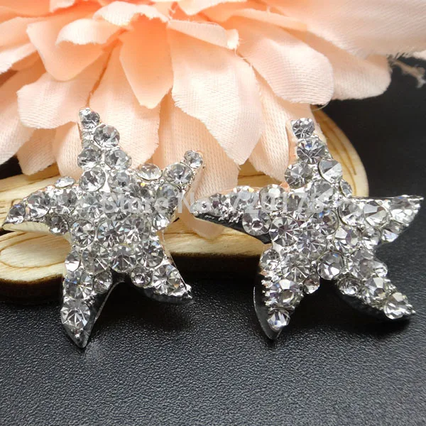 25mm Clear Rhinestone Starfish Embellishment Crystal Starfish Shank metal Button In silver 50pcs RMM090
25mm Clear Rhinestone Starfish Embellishment Crystal Starfish Shank metal Button In silver 50pcs RMM090