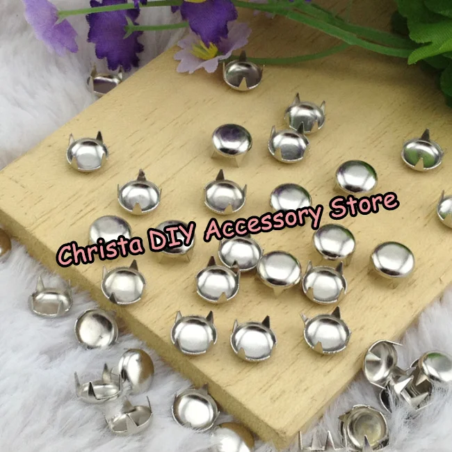 

Wholesale 1000pcs/lot 7mm Silver Metal Riveting Round Studs Nickel Claws Punk Rock Spike DIY Rivet Free Shipping