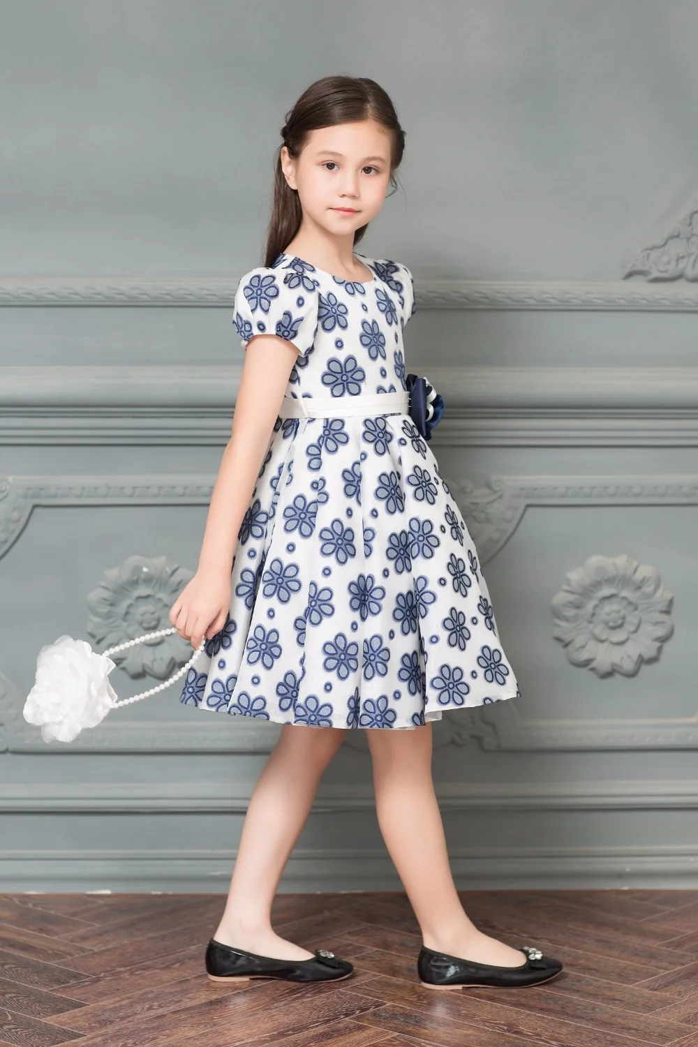 Elegant Organza Flower Pattern Bow Sash A-line Girl Dresses for Wedding Casual Wear Prom Party Girls | Свадьбы и торжества