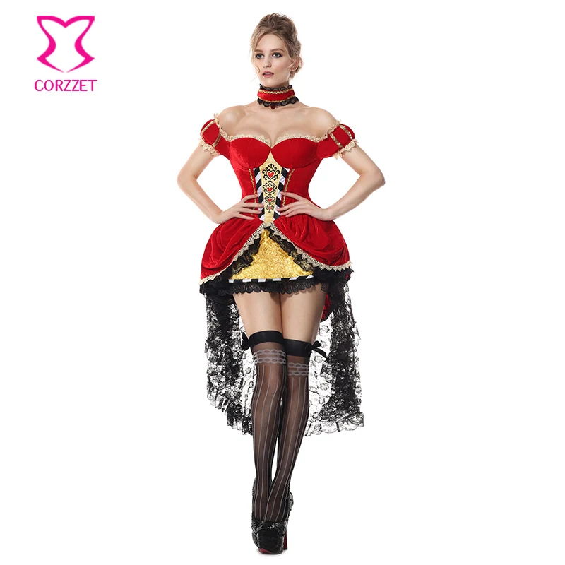 Corzzet Red Off Shoulder Wonderland Velvet Queen Of Hearts Anime Cosplay Halloween Costume for Women Steampunk Dress
Corzzet Red Off Shoulder Wonderland Velvet Queen Of Hearts Anime Cosplay Halloween Costume for Women Steampunk Dress