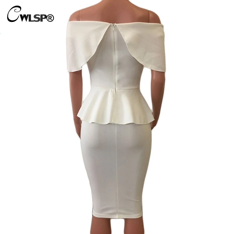 CWLSP Off Shoulder Novelty Robe Elegant Summer Party Women Pencil Dress Solid Slash Neck Ruffle Dot Women dress vestidos QZ2165
CWLSP Off Shoulder Novelty Robe Elegant Summer Party Women Pencil Dress Solid Slash Neck Ruffle Dot Women dress vestidos QZ2165