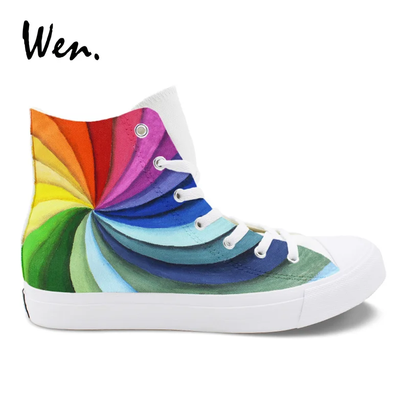 Wen Colorful Vulcanize Shoes Rainbow Vortex Hand Painted Canvas Shoes Sneakers Mens High Women Trainers Lacing Flat Plimsolls
Wen Colorful Vulcanize Shoes Rainbow Vortex Hand Painted Canvas Shoes Sneakers Mens High Women Trainers Lacing Flat Plimsolls