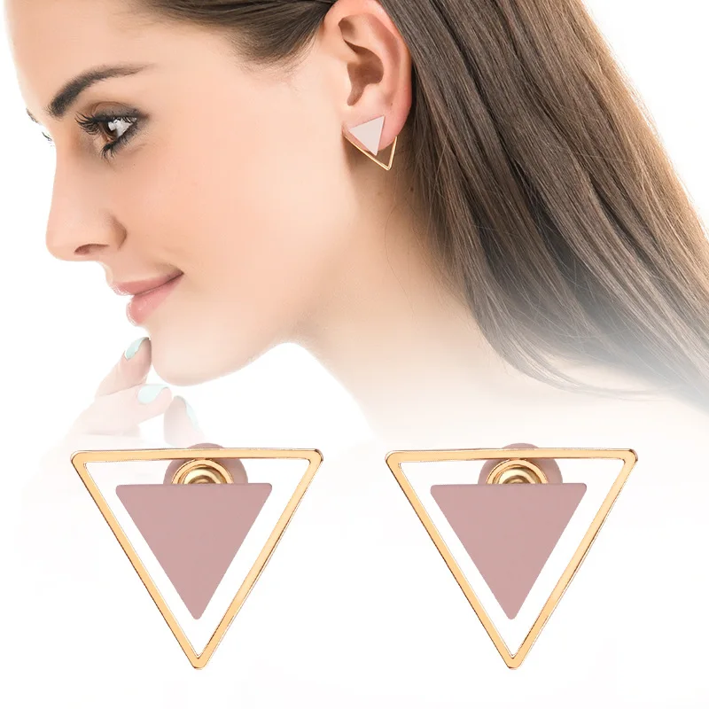 Pink Earrings Geometric Triangle Metal Stud Earrings Gold Cute Hollow Gifts for Women Lady Girls Party Fashion Jewelry
Pink Earrings Geometric Triangle Metal Stud Earrings Gold Cute Hollow Gifts for Women Lady Girls Party Fashion Jewelry