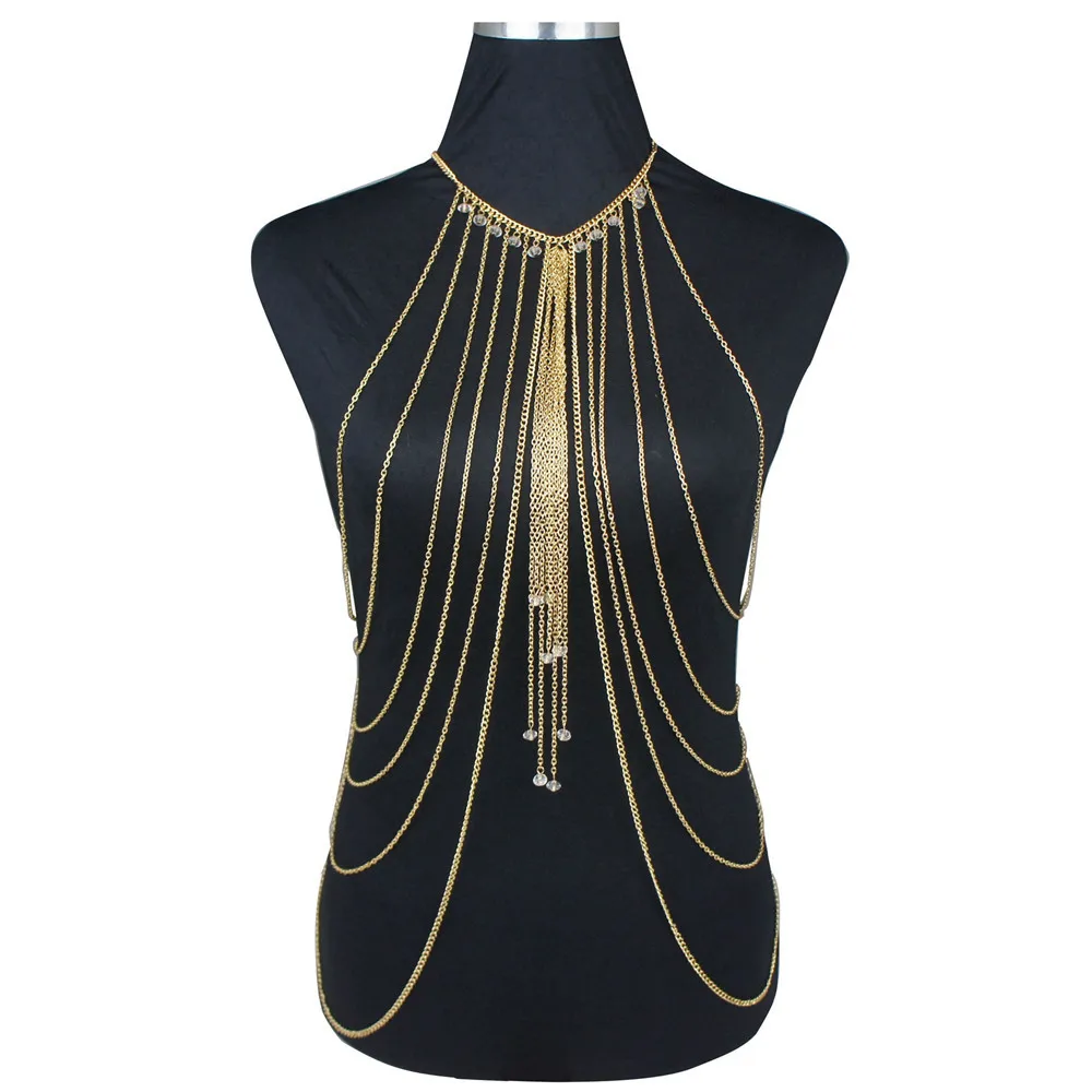 BDJ020 Crystal Beads Body Chains Bikini Beach Body Waist Multi Layer Necklace Gold Body Harness for Women
BDJ020 Crystal Beads Body Chains Bikini Beach Body Waist Multi Layer Necklace Gold Body Harness for Women