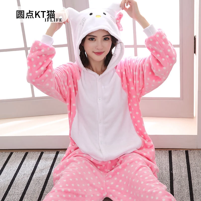 

Animals Kigurumi Bow Cat Costume Adult Girl kids Onesie Flannel Halloween Women Anime Jumpsuit Disguise Onepiece Suit
