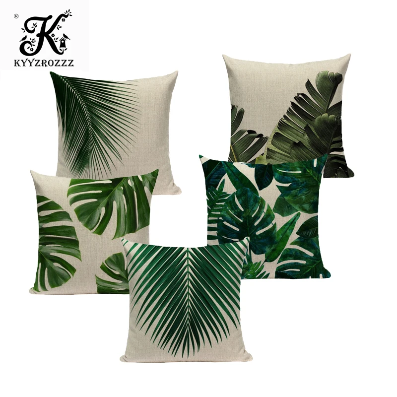 

Tropical banana Leaves Cushion Cover Palm Leaf Pillow Cases Linen Car Decorative Pillowcase Large floor Sofa Home Throw Pillows