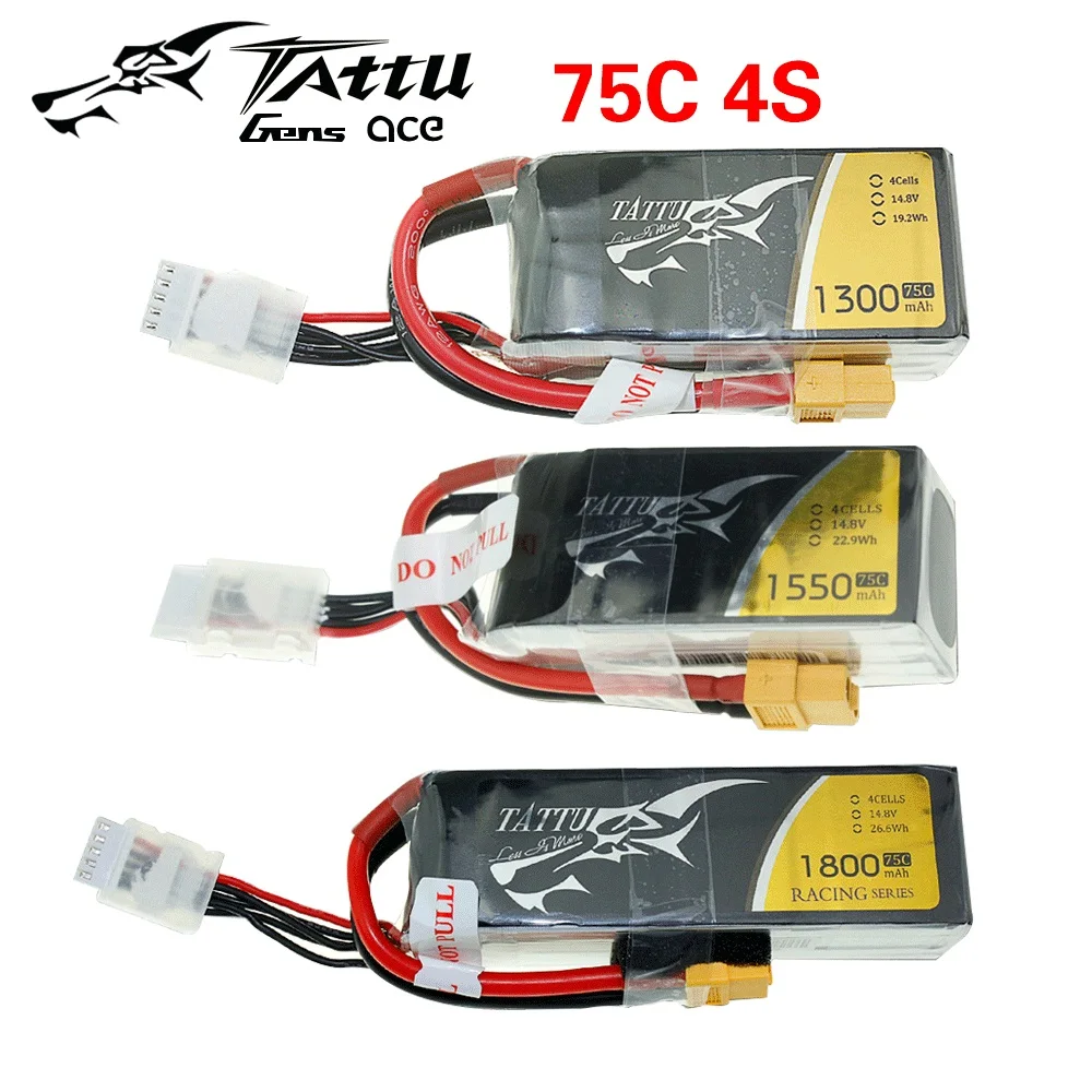Tattu RC LiPo Battery Pack 220 450 650 850 1300 1550 1800 2500mAh 45C 75C 95C 1S 2S 3S 4S for RC FPV Racing Drone Quadcopter Toy
Tattu RC LiPo Battery Pack 220 450 650 850 1300 1550 1800 2500mAh 45C 75C 95C 1S 2S 3S 4S for RC FPV Racing Drone Quadcopter Toy