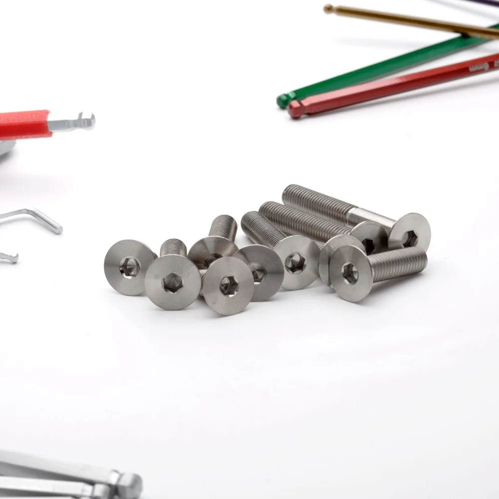 TonKing Titanium Screws GR5/TC4 Fastener Metric Titanium DIN7991 M8 Countersunk head hex bolt 10 pcs
