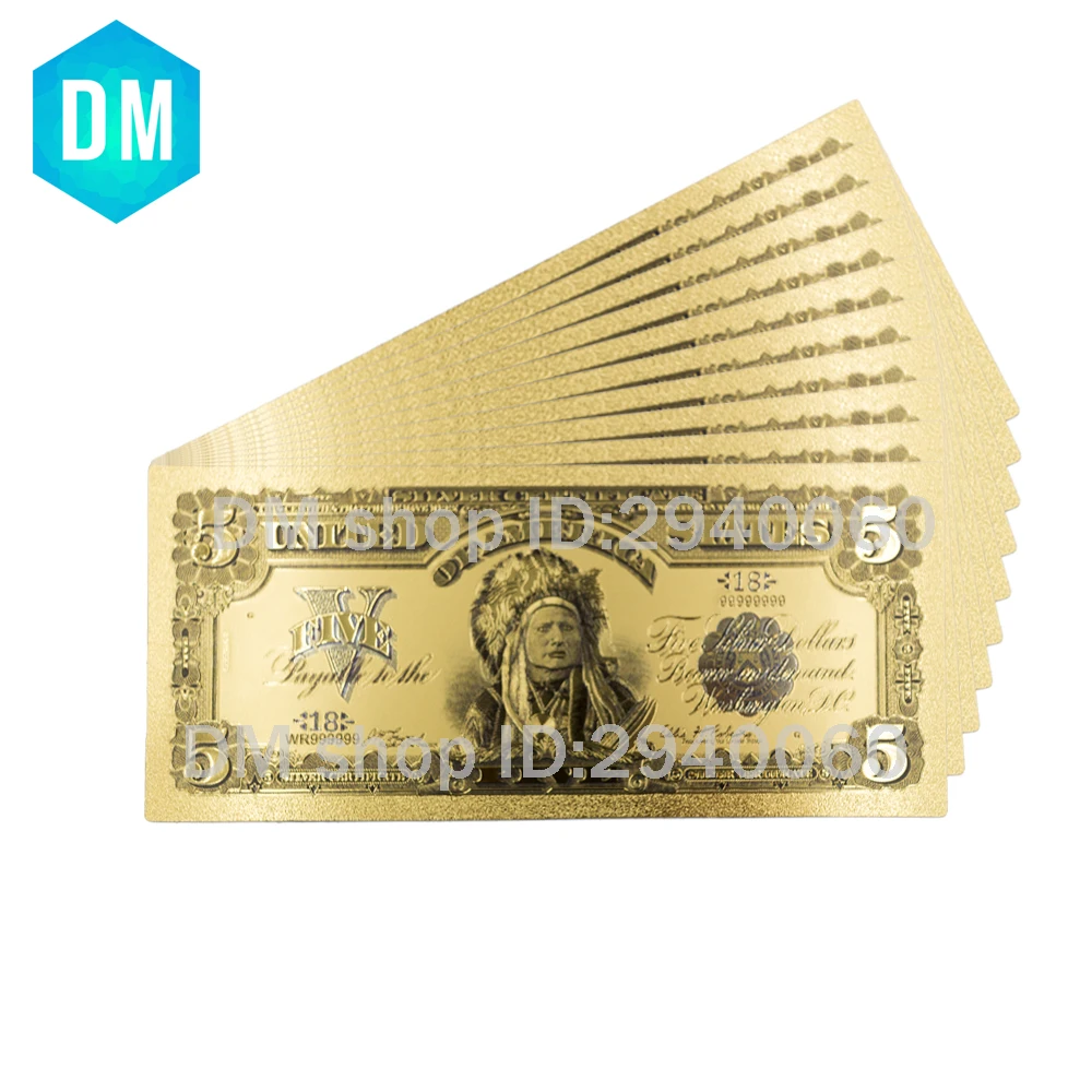 1899 Year 5 Dollar 24k Gold Banknote Festival Souvenir Gifts for Child Birthday Collections 10pcs
1899 Year 5 Dollar 24k Gold Banknote Festival Souvenir Gifts for Child Birthday Collections 10pcs