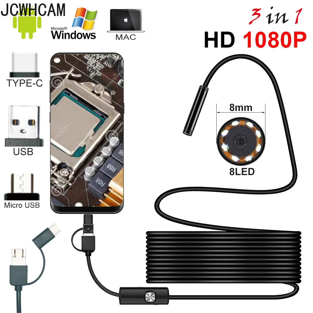 Full HD 1080p Endoscope Camera MicroUsb Type-C Android Smartphone 2M 5M 10m Hard Flexible Wire 8mm Endoscopy Camera Inspection
Full HD 1080p Endoscope Camera MicroUsb Type-C Android Smartphone 2M 5M 10m Hard Flexible Wire 8mm Endoscopy Camera Inspection