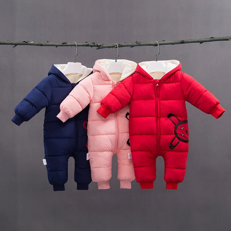 New Winter Plus velvet warm overalls kids coat Baby wear Newborn Snowsuit Boy Warm Romper Down Cotton Girl clothes Bodysuit 0-2Y | Детская