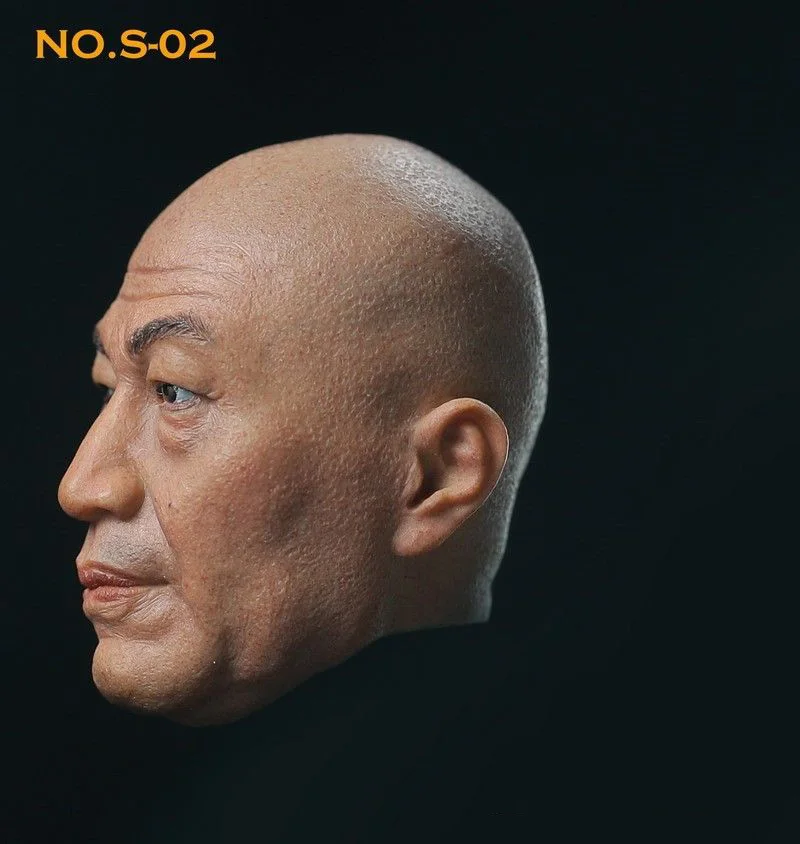 Голова китайского лысго актера Shi Zhaoqi резная модель масштаба 1:6 S-02 подходит для