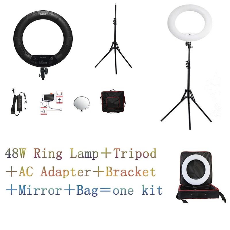 

Yidoblo Black FS-480II 2 Colors adjust Camera Photo/Studio/Phone/Video 18 48W 480 LED Ring Light LED Lamp+ 2M tripod +Soft bag