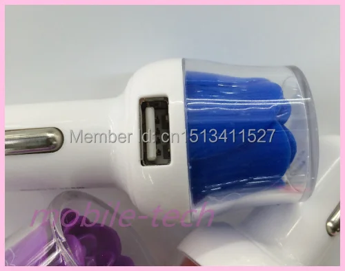 Rose Flower Car Charger Lighting 2 Ports USB With LED Light For iPhone 5/5S/6/6 plus Samsung Note 4 3 S5 S6.cl |