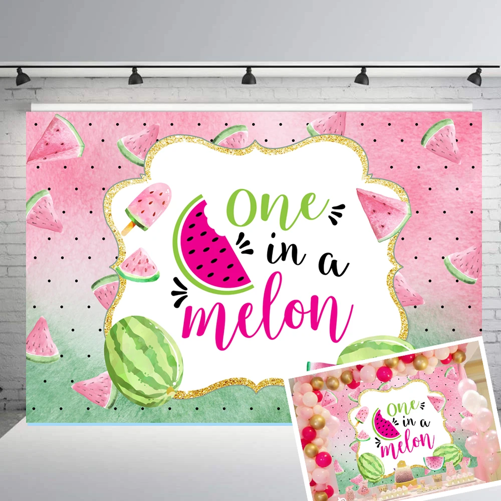 WatermelonTheme один в дыне фон Дети День рождения баннер акварель Лето фрукты