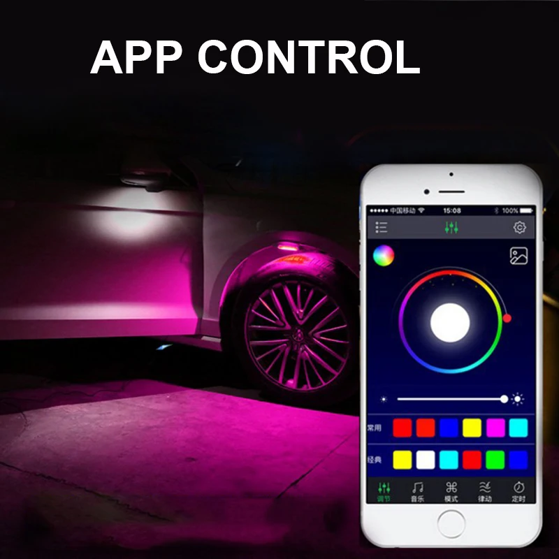 YHKOMS RGB LED Bluetooth Phone Control Atmosphere Light 7 Colors Led Car Light Decorative Lamp APP Car Fendar Flares Light 12V
YHKOMS RGB LED Bluetooth Phone Control Atmosphere Light 7 Colors Led Car Light Decorative Lamp APP Car Fendar Flares Light 12V