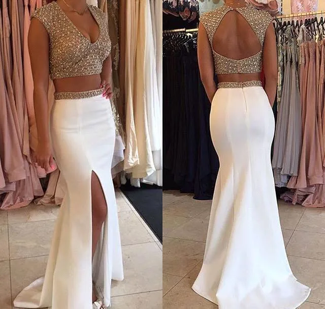 Elegant And Sexy Evening Dresses 2019 Satin Two Piece Set Beaded with Crystal vestido de festa longo
Elegant And Sexy Evening Dresses 2019 Satin Two Piece Set Beaded with Crystal vestido de festa longo