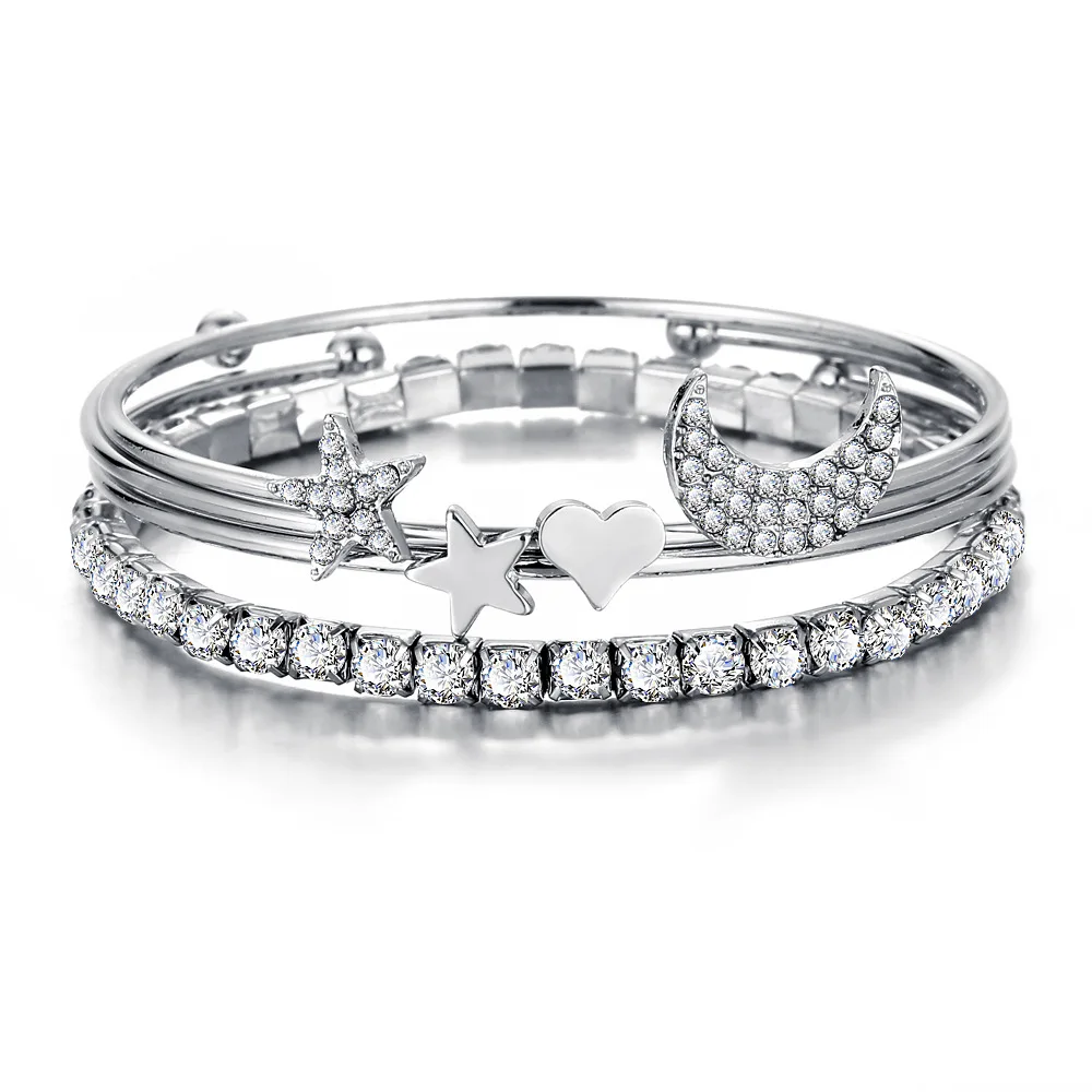 40 pieces/lot Gold Silver Color Bangles Open Cuff Bracelets Set Rhinestone For Women Heart Star Moon Statement Charm Jewelry
40 pieces/lot Gold Silver Color Bangles Open Cuff Bracelets Set Rhinestone For Women Heart Star Moon Statement Charm Jewelry