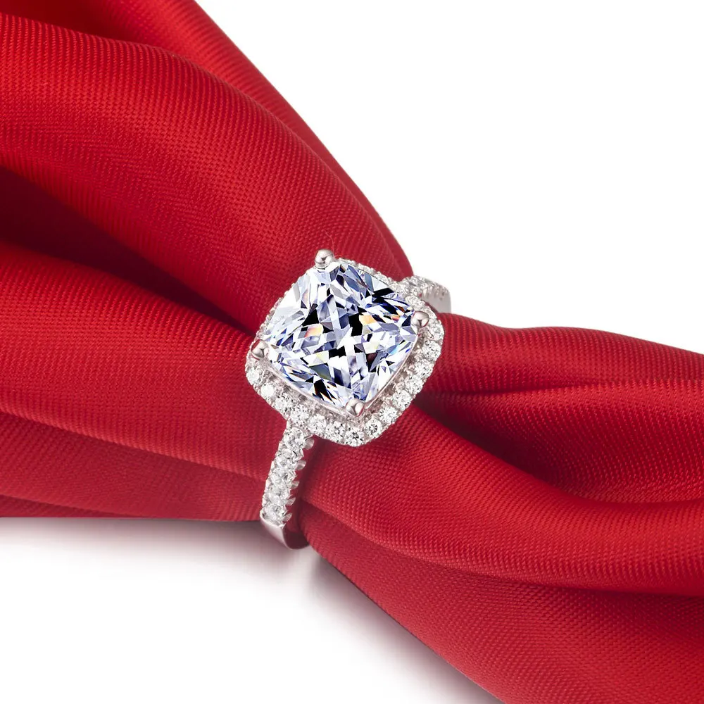 Classic 3CT Cushion Jewelry Love Promise Jewelry Genuine Halo Diamond Cushion NSCD Diamond Female Ring White Gold Plated Jewelry
Classic 3CT Cushion Jewelry Love Promise Jewelry Genuine Halo Diamond Cushion NSCD Diamond Female Ring White Gold Plated Jewelry