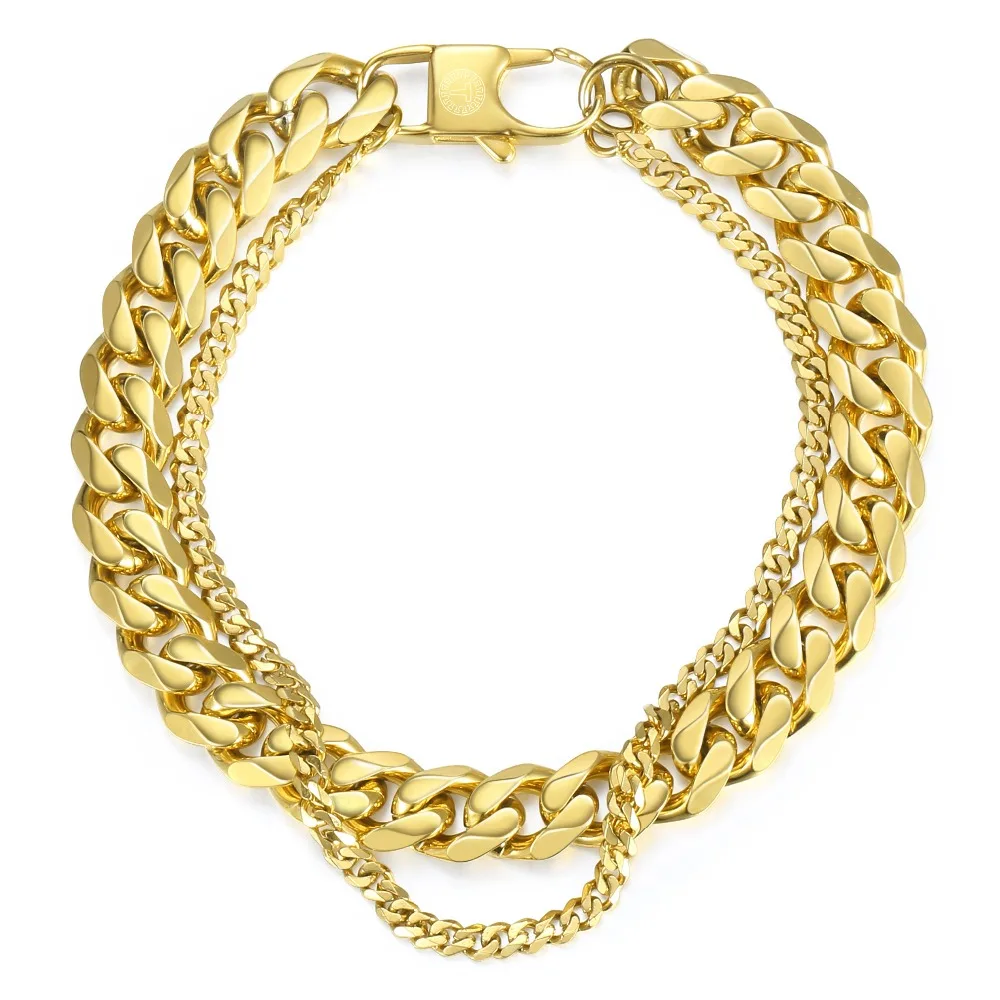 Men's Bracelet Hip Hop Polished Cuban Link Chain Gold Stainless Steel Double Chain Bracelet Male Jewelry Dropshipping Gifts DB05
Men's Bracelet Hip Hop Polished Cuban Link Chain Gold Stainless Steel Double Chain Bracelet Male Jewelry Dropshipping Gifts DB05