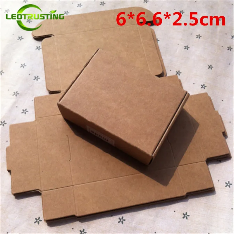 

Leotrust 50 шт 6*6,6*2,5 см коричневая крафт-бумажная коробка натуральная крафт-бумага подарочная упаковка коробка ручная работа Свадебная бумажная картонная коробка