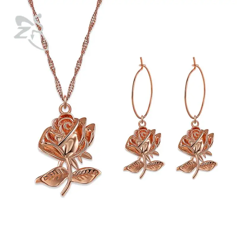 ZS Rose Gold Earrings for Women Jewelry Sets Charm Necklace Pendant Necklace & Earrings Flower Pendant Sets Boucles D'Oreille
ZS Rose Gold Earrings for Women Jewelry Sets Charm Necklace Pendant Necklace & Earrings Flower Pendant Sets Boucles D'Oreille