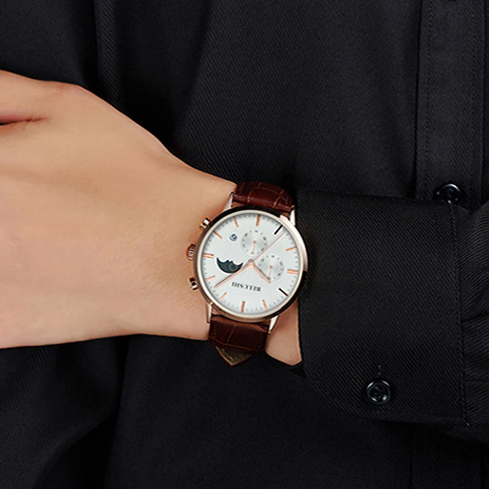 BELUSHI Multifunctional Waterproof Men's Watch Sun Moon Genuine Leather Fashion 5 Pin Quartz Wrist Watch Male Clock Luxury Watch
BELUSHI Multifunctional Waterproof Men's Watch Sun Moon Genuine Leather Fashion 5 Pin Quartz Wrist Watch Male Clock Luxury Watch