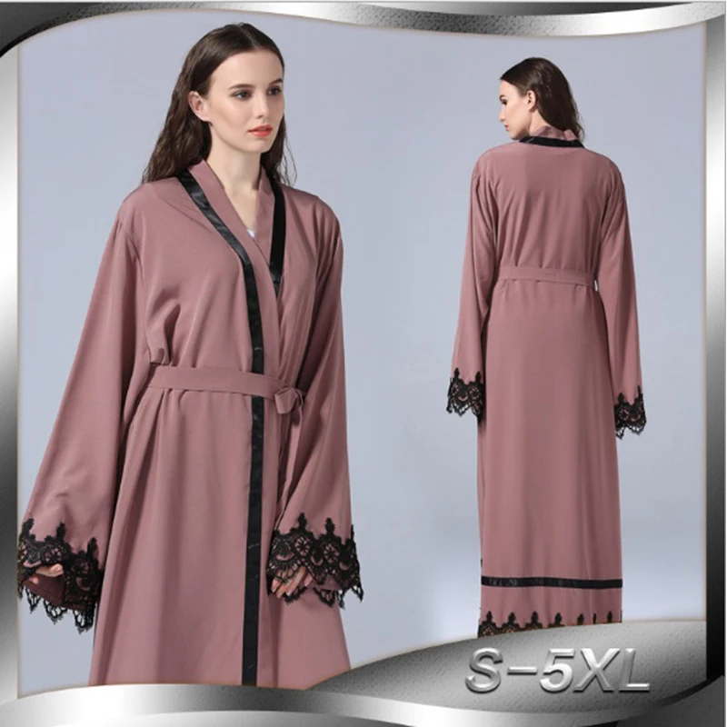 Muslim Abaya Maxi Dress Lace Cardigan Kimono Long Robe Gowns Loose Tunic Worship Service Musulmane Middle East Islamic Clothing
Muslim Abaya Maxi Dress Lace Cardigan Kimono Long Robe Gowns Loose Tunic Worship Service Musulmane Middle East Islamic Clothing