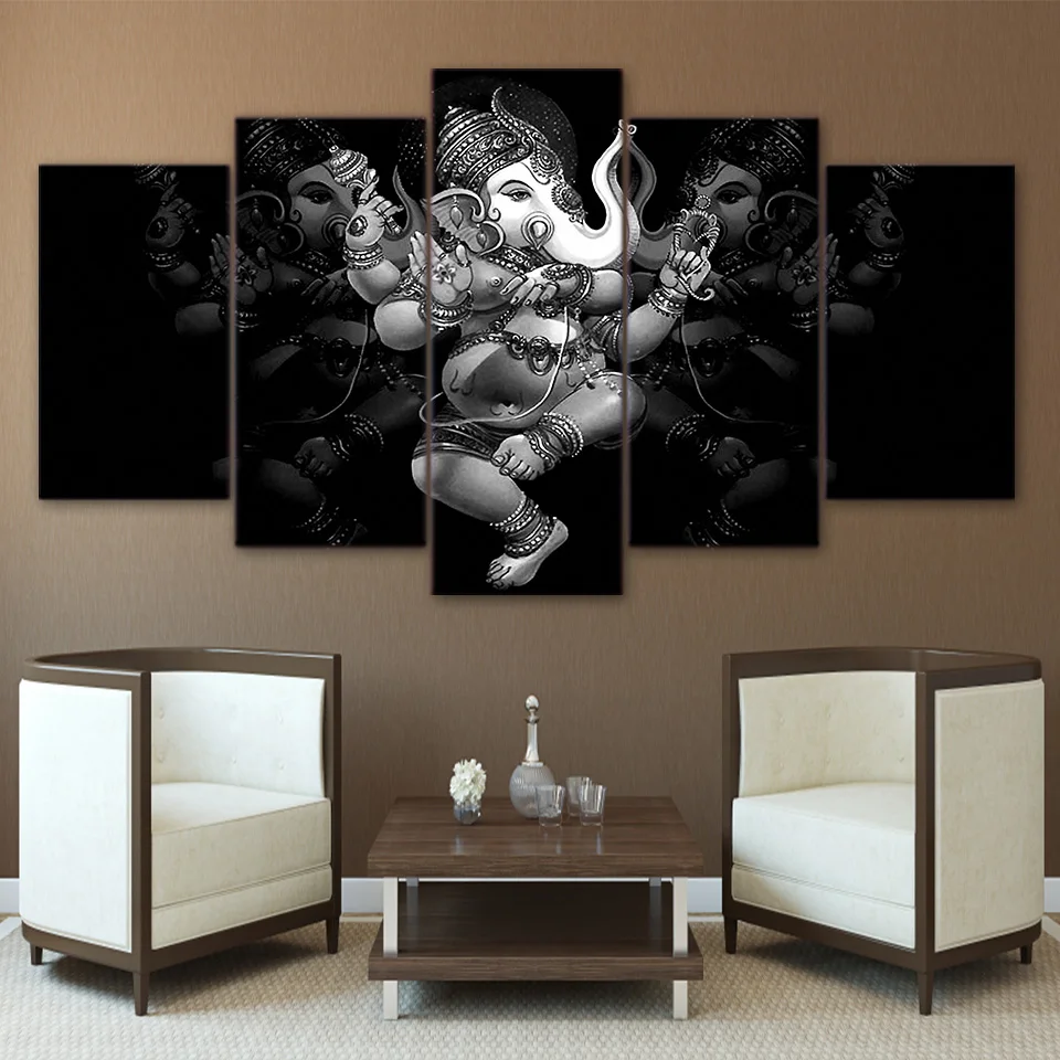 Wall Art Modern 5 Panel Black And White Hindu God Ganesha Elephant Living Room Printed Canvas Pictures No Frame
Wall Art Modern 5 Panel Black And White Hindu God Ganesha Elephant Living Room Printed Canvas Pictures No Frame