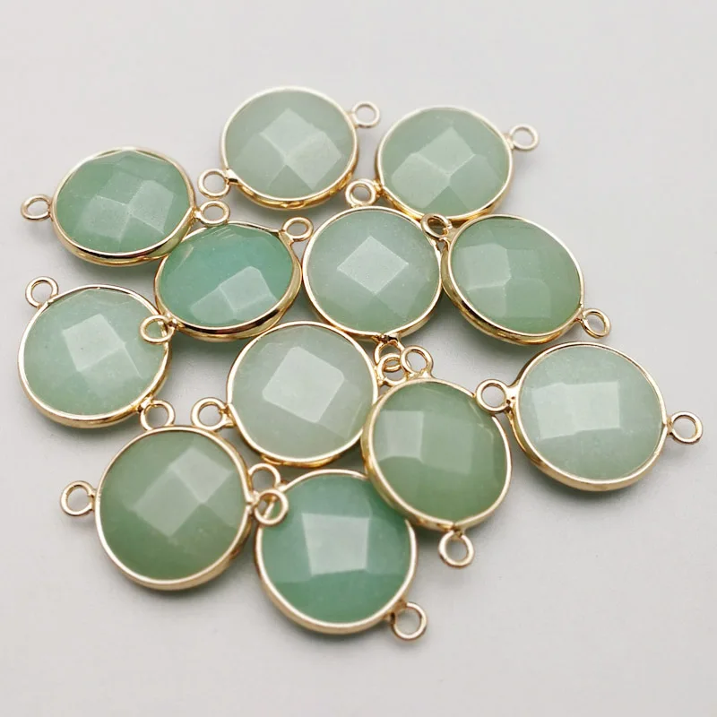 Fashion Natural aventurine stone pendants charms 15mm Connector for bracelets Jewelry Making gold colour 12pcs/lot wholesale
Fashion Natural aventurine stone pendants charms 15mm Connector for bracelets Jewelry Making gold colour 12pcs/lot wholesale