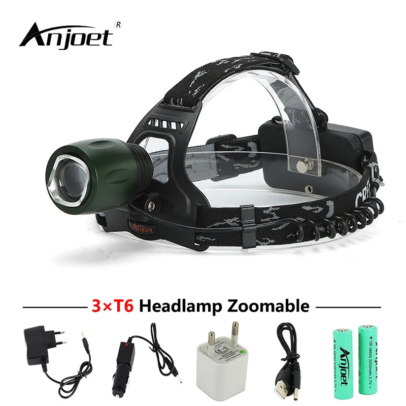 ANJOET single headlamp xml t6 led headlight Zoomable head torch hunting fishing lamp + charger + USB adapter + 18650 battery
ANJOET single headlamp xml t6 led headlight Zoomable head torch hunting fishing lamp + charger + USB adapter + 18650 battery