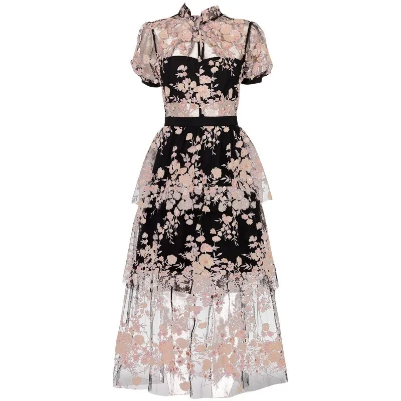 2019 Summer Self Portrait Runway Dress Women Floral Embroidery Sequined Long Dresses Mesh Vacation Beach Dress Vestidos Femme
2019 Summer Self Portrait Runway Dress Women Floral Embroidery Sequined Long Dresses Mesh Vacation Beach Dress Vestidos Femme